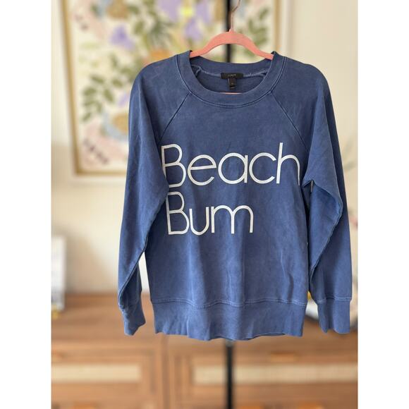 J. Crew "Beach Bum" Crew Neck Graphic Sweatshirt Astor Blue Womens Size Medium - Picture 4 of 10